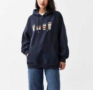 Vente chaude : Sweat-shirts à capuche pour femmes, coupe décontractée, épaules tombantes, brodés, couleur café, personnalisables, vente en gros, pour l'hiver, à prix d'usine bas - Product Image 1