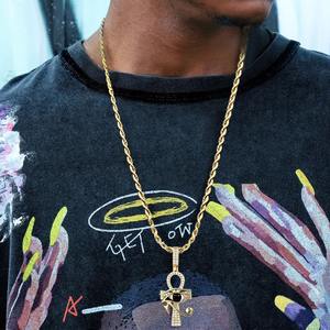 Collar de Lujo Chapado en Oro de 18K con Colgante Ojo de Horus y Ankh, con Piedras de Moissanita, Estilo Hip Hop, Fabricante de Joyería Personalizada - Product Image 2