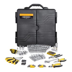 Set di Attrezzi Meccanici da 207 Pezzi, Kit di Utensili SAE e Metrici, Chiavi a Bussola, Chiavi a Cricchetto da 1/4, 3/8, 1/2 Pollici, Chiavi Inglesi - Product Image 1