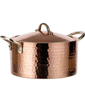 หม้อตุ๋นทองแดงตีขึ้นรูป ปลอดสารพิษ ใช้กับเตาแก๊ส ขนาด 4 ควอร์ต (9 นิ้ว x 4 นิ้ว) พร้อมฝาปิด - Product Image 2