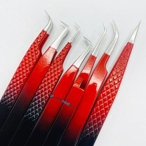 Pince à épiler professionnelle bicolore à pointe fine pour extensions de cils, en acier inoxydable durable, avec revêtement couleur personnalisé et prise en main robuste, vente en gros - Product Image 2