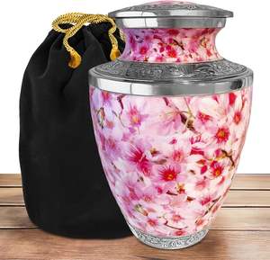 Urne funéraire pour adultes, 220 pouces cubes, en aluminium avec finition émail rose cerise, design moderne pour cendres humaines - Product Image 2