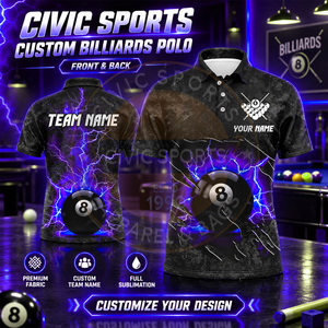 เสื้อทีมโบว์ลิ่งบิลเลียด เสื้อยูนิเซ็กซ์ ผ้าโพลีเอสเตอร์ 100% เสื้อโปโลโบว์ลิ่ง ผ้าโพลีเอสเตอร์/คอตตอน เสื้อแบบรีดร้อน - Product Image 2