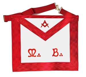 Master Apron MB Square & Compasses AASR Scotish Rite Apron Professional Machine Embroidery Lace Safety Pin Premium - Product Image 1
