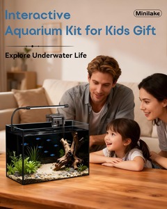 Glass Fish Tank Kit, 5 Gallon Betta Fish Tank <b>Aquarium</b> Starter Kit with Filter, Lights, <b>Lid</b>, for Betta, Goldfish, Small Fish - Product Image 1