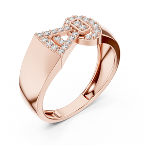 Bague en or rose plaqué or avec boucle géométrique et diamants CZ pour femme, bijoux de mode pour fiançailles et mariage - Product Image 4