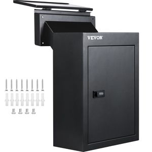 Black Wall Mount Mailbox lettere antipioggia 12.5 "x 6.3" x 16.9 "" Drop Box W/regolabile Chute Code lucchetto per le chiavi dell'home Office in affitto - Product Image 1