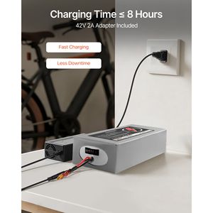 Batterie de trottinette électrique 36V 16Ah, pack de batteries lithium-ion pour vélo électrique, chargeur BMS 30A, câble d'extension avec connecteur en T, plus de 500 cycles de charge. - Product Image 5