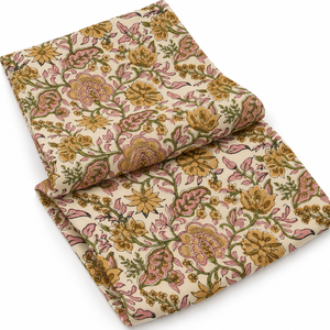 Tissu en voile de coton peigné imprimé à la main, motif floral rose, léger 80 GSM, unisexe, pour robes et vêtements - Product Image 1