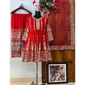 Conjunto superior e inferior de mujer de diseñador con Dupatta para ropa de fiesta - Product Image 1