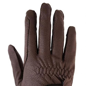 Gants d'équitation en cuir marron à doigts entiers, en microfibre, unisexes, pour l'hiver, antidérapants, avec fermeture auto-agrippante, marron - Product Image 3