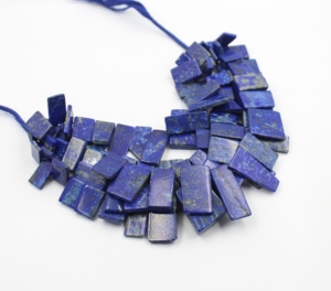 Collier en lapis-lazuli naturel, forme carrée lisse, perles en pierres précieuses de lapis-lazuli bleu naturel, longueur des perles : 16 pouces - Product Image 3