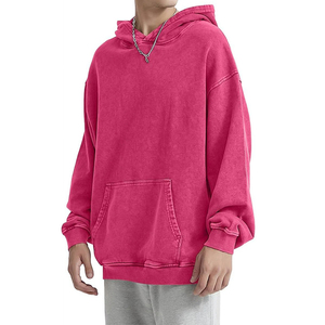 เสื้อสเวตเชิ้ตมีฮู้ดสีชมพูสำหรับผู้ชาย แขนยาว ทรงปกติ สีพื้น ผ้าเฟรนช์เทอร์รี่ถัก สำหรับใส่ในฤดูใบไม้ร่วง - Product Image 6