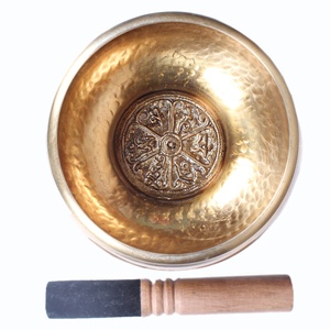 Cuencos de meditación de latón 3D de estilo tibetano hechos en Nepal, artesanía de Metal religiosa mordida a mano para curar - Product Image 1