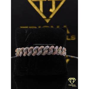 Hip Hop <b>Iced</b> <b>Out</b> Cuban Bracelet Premium Lab Grown Diamond Rose Gold Plated 925 Sterling Silver Statement Jewelry By Trisha - Product Image 1