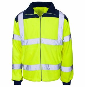 <b>High</b> Visibility Safety <b>Jacket</b> Class 2 <b>Orange</b> and Yellow Reflective Workwear with Silver Stripes Zipper Closure - Product Image 3