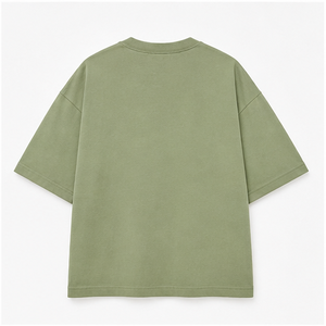 Camiseta Personalizada de Algodón Lavado Color Verde Salvia, Holgada, de Manga Corta y Cuello Redondo para Hombre, MTS-OVR-0018 - Product Image 2