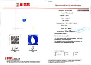 แหวนไพลินสีน้ำเงินรอยัลธรรมชาติจากศรีลังกา 4.87 กะรัต ได้รับการรับรองจาก AIGS ชุดทองคำ 18K ประดับเพชรเกรดสูง 209 เม็ด ดีไซน์รูปดอกไม้ทรงรัศมี แหวนหรูหรา - Product Image 6