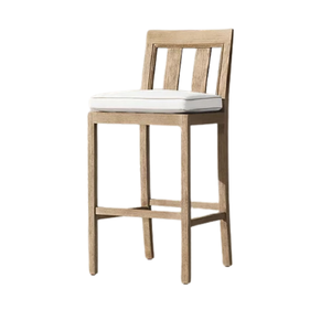 Tabouret de bar extérieur moderne en teck massif avec coussin à séchage rapide, tabouret de comptoir haut de gamme, assise durable pour restaurant et café - Product Image 5