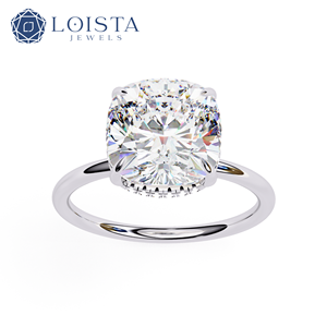 <b>Custom</b> Jewelry 18K White Gold Cushion Cut Lab Grown Diamond Solitaire Engagement <b>Rings</b> - Product Image 1