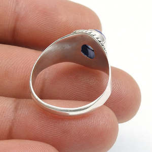 Anillo Vintage con Gema de Iolita de Corte Ovalado, Precio al por Mayor, Hecho a Mano, Plata de Ley 925, Joyería Bohemia al Precio Más Bajo - Product Image 2