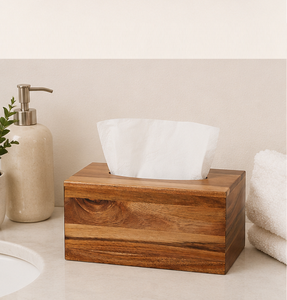 Boîte à mouchoirs rectangulaire en bois d'acacia de qualité supérieure, faite à la main, en bois massif, pour la maison, l'hôtel et le bureau, écologique - Product Image 2