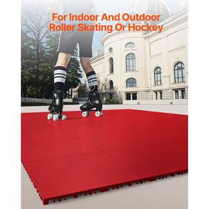 Dalles de sol sèches rouges 12 x 12, 8 pièces, emboîtables, surface d'entraînement polyvalente, pour piste de danse, hockey et tir, 8 m² Ft/Boîte - Product Image 2