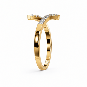 Anillo de Compromiso Moderno con Diamante Cultivado en Laboratorio, Diseño Abierto Unisex, Oro 10K 14K 18K, Plata 925 935 - Product Image 4