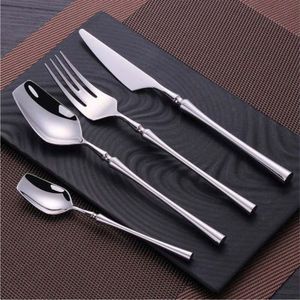 Luxury Stainless Steel Cutlery <b>Set</b> Mirror Polished Silver Flatware Modern Western Tableware Dinner Knife Fork Spoon 24pcs <b>Set</b> - Product Image 1