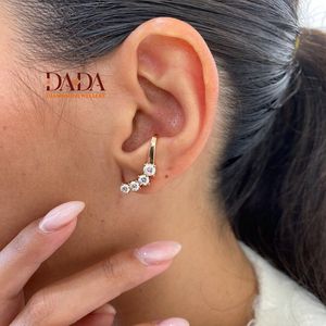 Supreme Round Brilliant Lab Grown Diamond Curved Hoop Earrings Luxury Fine Jewelry Anniversary <b>Gift</b> for Women Jewelry Collection - Product Image 5