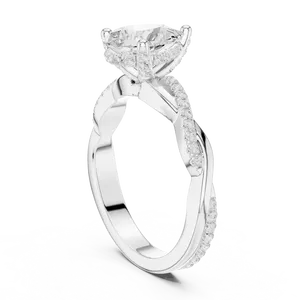 luxury eighteen <b>karat</b> solid gold hidden halo ring featuring two carat pear cut lab grown diamond unisex engagement wedding - Product Image 6