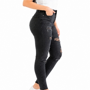 Jeans de Mezclilla para Mujer, Corte Holgado, Cintura Alta, Color Desgastado, Elegantes, Cómodos, Modernos, de Moda, Estilo Urbano - Product Image 3
