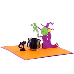 Tarjeta Pop-Up 3D de Bruja de Halloween Personalizada, Caldero de Gato Negro, Tarjeta de Felicitación Hecha a Mano al por Mayor, Fabricante OEM/ODM de Artesanía en Papel - Product Image 4