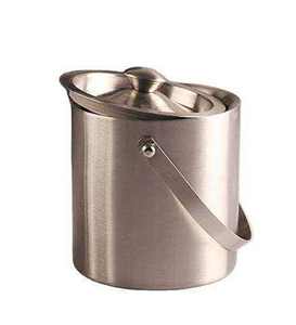Cubo de hielo redondo de acero inoxidable, estilo vintage hecho a mano, enfriador para fiestas con doble asa. - Product Image 2