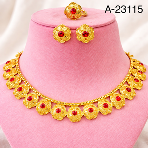 MOLL JEWELLERS Conjunto de Collar y Pendientes de Aleación de Zinc con Baño de Oro de 24K y Circonitas, Diseño Floral de Moda, para Mujer, Regalo para Fiesta de Compromiso o Boda - Product Image 3