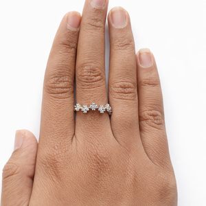 Namivaa Floral <b>Cluster</b> Cubic Zirconia Band Ring for Women Vintage Curved Stackable Wedding Party Gift - Product Image 4