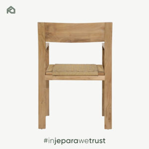 Silla de Comedor Minimalista para Exteriores de Madera de Teca Premium con Reposabrazos, Lino de Grado Comercial, Impermeable, Altura Ajustable, Muebles de Patio - Product Image 3