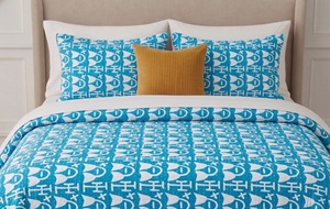 Edredón Moderno Estampado con Patrón Azul y Blanco, Hecho a Mano con Algodón Kantha, Decoración para el Hogar para Todas las Temporadas - Product Image 2