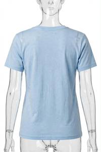Camiseta de Manga Corta Ligera para Mujer, Cuello Redondo, con Estampado Gráfico de Gato y Flores, Informal, de Verano, Tejida - Product Image 4