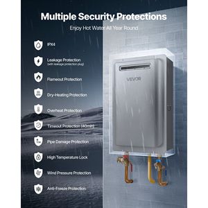 Calentador de Agua a Propano Inteligente de 8 Galones para Exteriores, sin Tanque, 191000 BTU, Agua Caliente Instantánea, 3/4 Pulgadas NPT, Calentadores de Agua a Gas con Temperatura Interna Controlada - Product Image 5