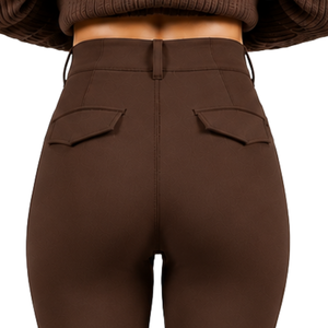 Pantalon d'équitation pour femmes, marron foncé, taille haute, extensible, coupe ajustée, avec poches avant et arrière, professionnel - Product Image 6
