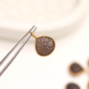 Pendentif en pierre de lune grise naturelle sculptée à la main, en argent sterling 925, breloque en pierre de lune pour la fabrication de bijoux, 12 mm - Product Image 4