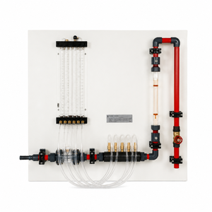 Appareil de mesure du débit hydraulique |   Banc d'essai de débit d'eau de laboratoire avec manomètre pour la formation en expériences de mécanique des fluides - Product Image 1