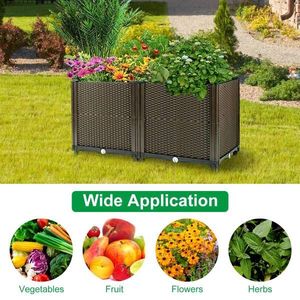Piantatrice da giardino rialzato per esterno in plastica fioriere Box per Patio balcone caselle da giardino sopraelevate per piantare fiori - Product Image 2