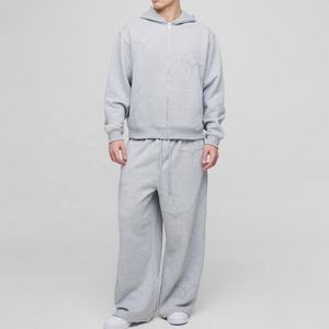 ชุดวอร์มผ้าฝ้าย100% มีฮู้ดผ้าบ็อกซี่สตาร์ไซส์ใหญ่พิเศษดีไซน์แบบสีทึบสำหรับฤดูหนาว - Product Image 1