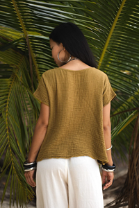 Blusa de Gasa de Algodón para Mujer, Súper Suave, Estilo Boho, Ligera, Transpirable, Camisa de Verano, Corte Holgado, Uso Diario, Precio de Mayoreo - Product Image 3