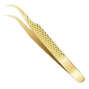 Ensemble de pinces à cils professionnelles plaquées or, à pointe en fibre, en acier inoxydable, à pointe lisse, pour extensions de cils - Product Image 6