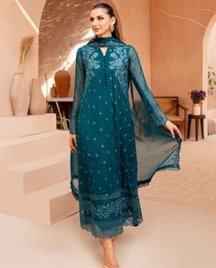Nouvelle robe indienne élégante et moderne en tissu de soie et de lin, col en V, longueur au sol, pour femmes, Salwar - Product Image 2