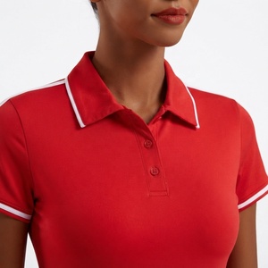 Women's <b>Red</b> Fitted Tennis <b>Dress</b> <b>Short</b> Sleeve Turn-down Collar Solid Color Quick Dry Summer Sportswear - Product Image 4