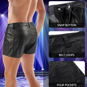 Shorts en cuir pour hommes, nouvelle collection, couleur unie, coupe ajustée, fabriqués au Pakistan par des professionnels, vente en gros - Product Image 3